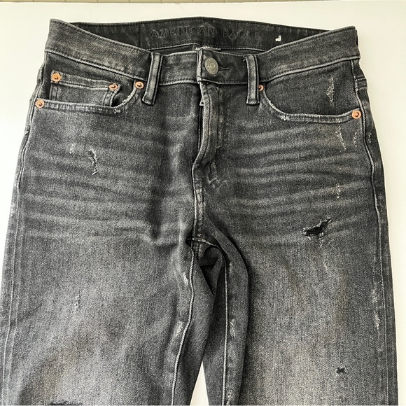 American Eagle AE AirFlex 360 Patched Slim Jean Real Good Black Blaze Sz 28 x 28 - Picture 11 of 14